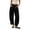 Black, variant on Womens Barrel Cropped Cargo Pants Double Knee Stitch Detail Side Slip Pockets Full Drawstring Elastic High Waist Lightweight Loose Ankle Length Utility Casual Trousers