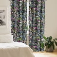 thumbnail image 2 of Ambesonne Floral Curtains, Minimalist Wild Flowers Art, Pair of 28"x95", Fern Green and Purple, 2 of 5