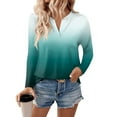 thumbnail image 2 of Shirts for Women Dressy Casual Womens Long Sleeve V Neck Shirts Basic Tee Casual Top Fall Trendy Tunic Outfits Fitted T Shirts, 2 of 5