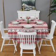 thumbnail image 2 of Red Christmas Folk Pattern Round Tablecloth 60"x60",Wrinkle Wipeable Table Cloth for Kitchen Dining Room Picnic Patio Party, 2 of 6