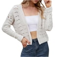 thumbnail image 1 of Cárdigan Para Mujer Casual Moda Cuello en V Color Sólido Manga Larga Tops Blusa Odeerbi  ODB138840, 1 of 7