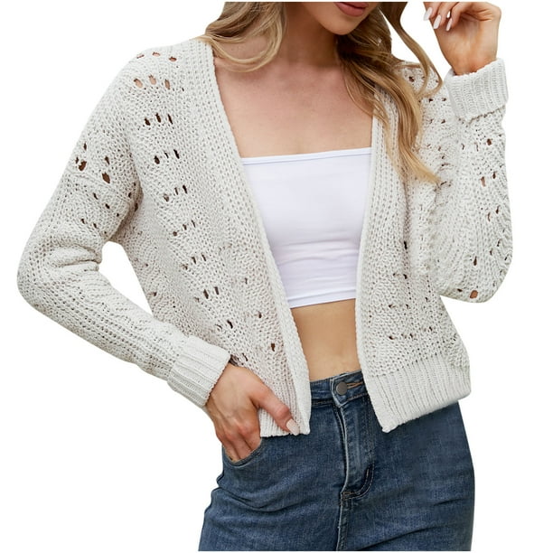 Cárdigan Para Mujer Casual Moda Cuello en V Color Sólido Manga Larga Tops Blusa Odeerbi ODB138841