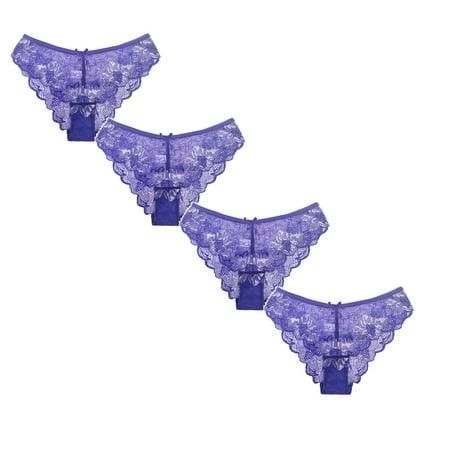 

Womens Underwear Brief Pink Lace Transparent Hollow Out Comfort Seamless Low Waist Lingerie Lenceria Thong Panties4PC