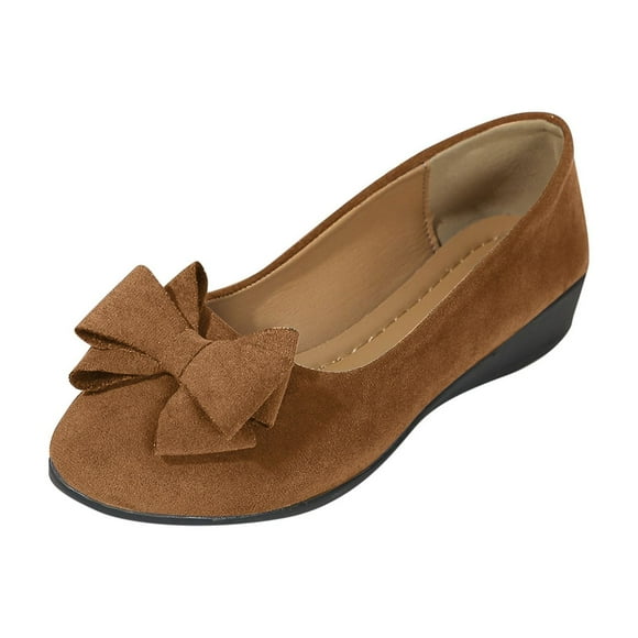 SEAOPEN Women's Slip on Loafer Shoes - Mesh Casual Ballet Flat Nurse Walking Sneakers Knit Round Toe Breathable Soft Slip On Sneakers Memory Foam Casual Shoes Size 7 Brown