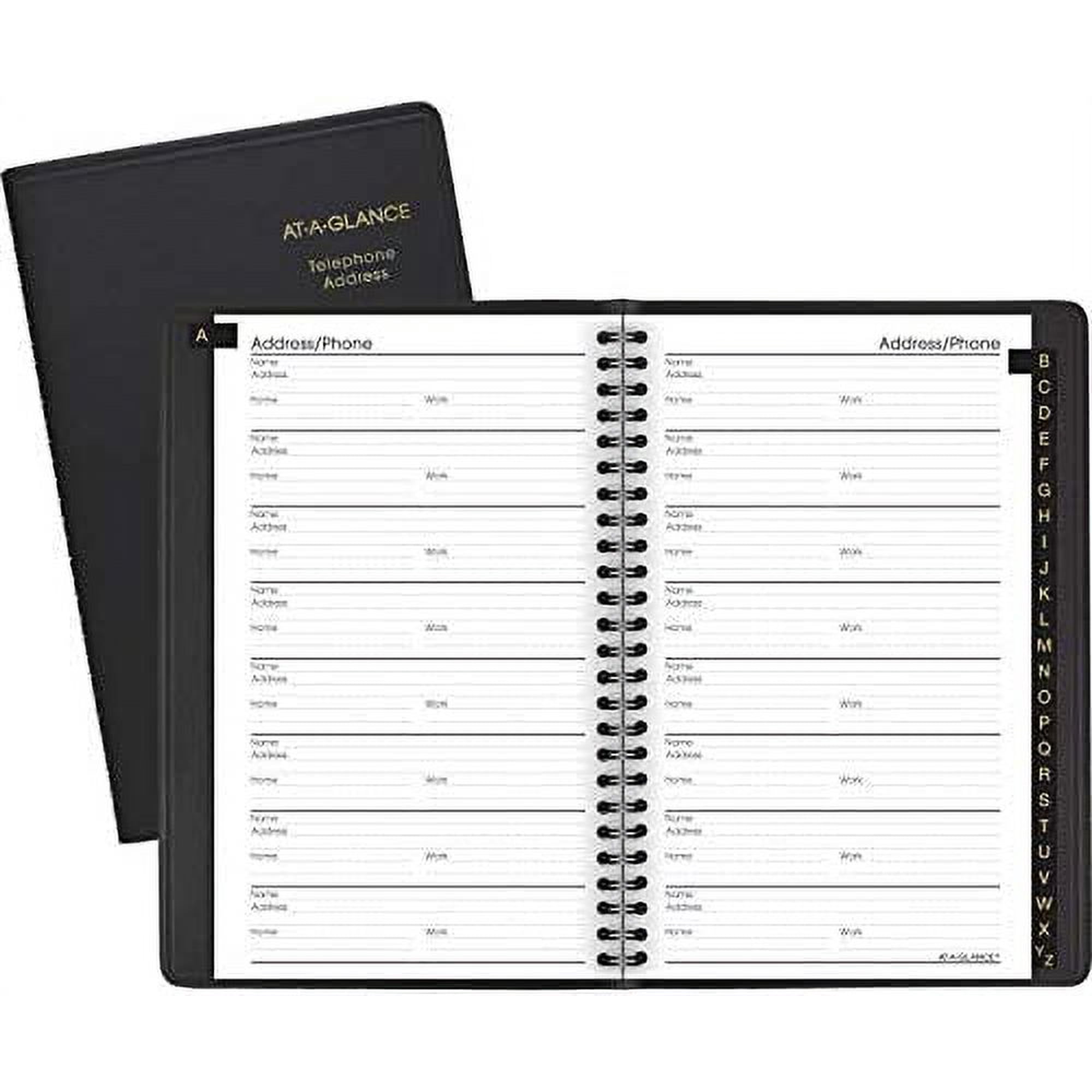 AT-A-GLANCE Large Telephone & Address Book, 800+ Entries, 4-7/8" x 8" Page Size, Black (8001105)