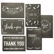 48-Count Thank You Cards with Envelopes, Blank Thank You Greeting Notes Notecard Bulk Box Set, 6 Black and White Chalkboard Design for Baby Bridal Shower Graduation Birthday Wedding Party 4 x 6 inches