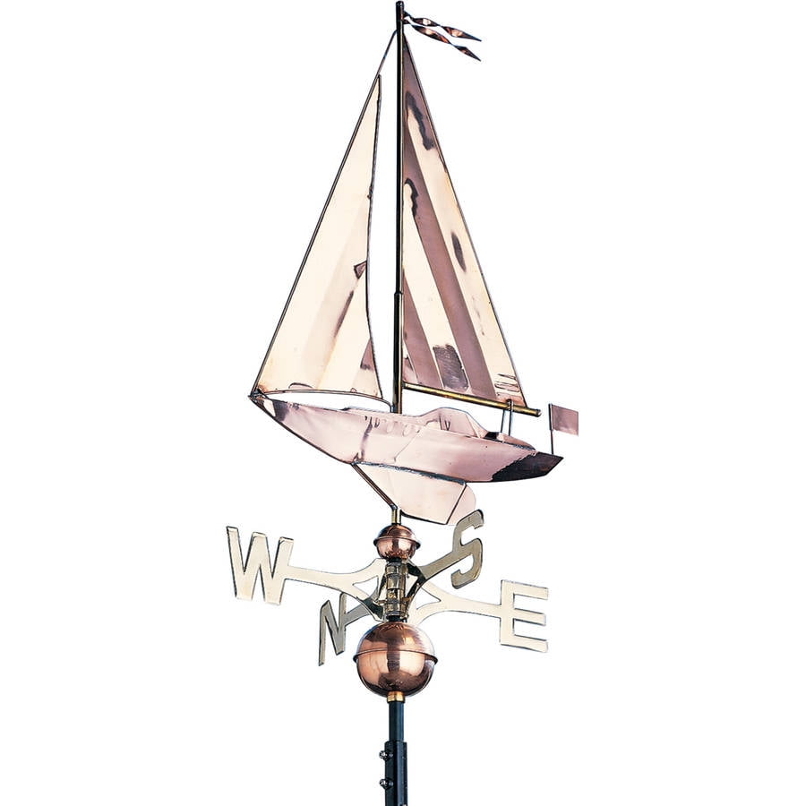 Copper Sailboat Weathervane, Polished by