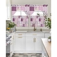 thumbnail image 4 of Boho Purple Flowers Swag Kitchen Curtains Sets for Windows 24 Inch Length, Spring Floral Botanical Patchwork Vintage Short Window Curtain Swags Valances and Tiers 3 Piece Set for Cafe/Dining Room, 4 of 5