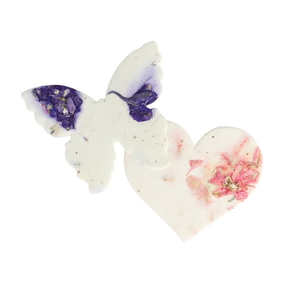 Seed Bloom 24-Pack Heart and Butterfly Seed Paper Set (24 Hearts and 24 Butterfly)