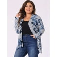 thumbnail image 2 of DARING DIVA Plus Size Leopard Print Asymmetric Hem Cardigan 1X Grey Blue, 2 of 6