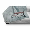 thumbnail image 3 of Forest Soft Flannel Fleece Throw Blanket, Row Iced Red Benches in a Park's Pathway Misty Crystalline in the Weather Forest Photo, Cozy Plush for Indoor and Outdoor Use, 50" x 60", White, by Ambesonne, 3 of 6