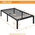 thumbnail image 4 of Yaheetech 16 Inch Metal Platform Bed Frame with Steel Slat Support, Twin, Black, 4 of 8