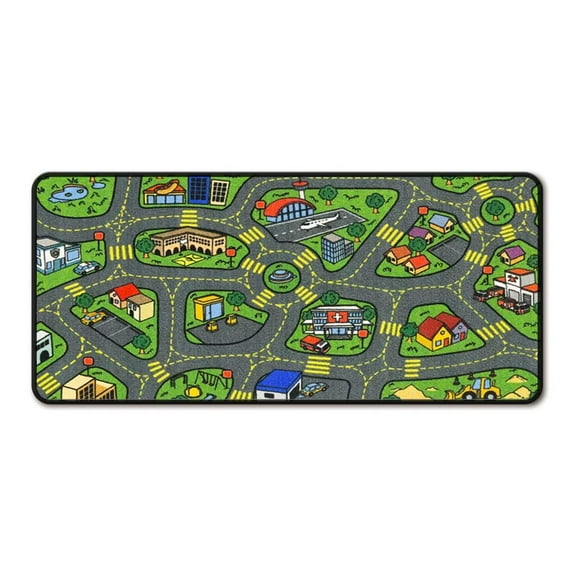Large Gaming Mouse Pad with Colorful City Map Design, Nostalgic City Rug Design, Desk Mat for Keyboard & Mouse, Anti-Slip Surface