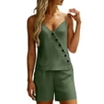 thumbnail image 2 of Women's Two-Piece Suspender Decorative Button And Shorts Casual Summer Set, 2 of 7