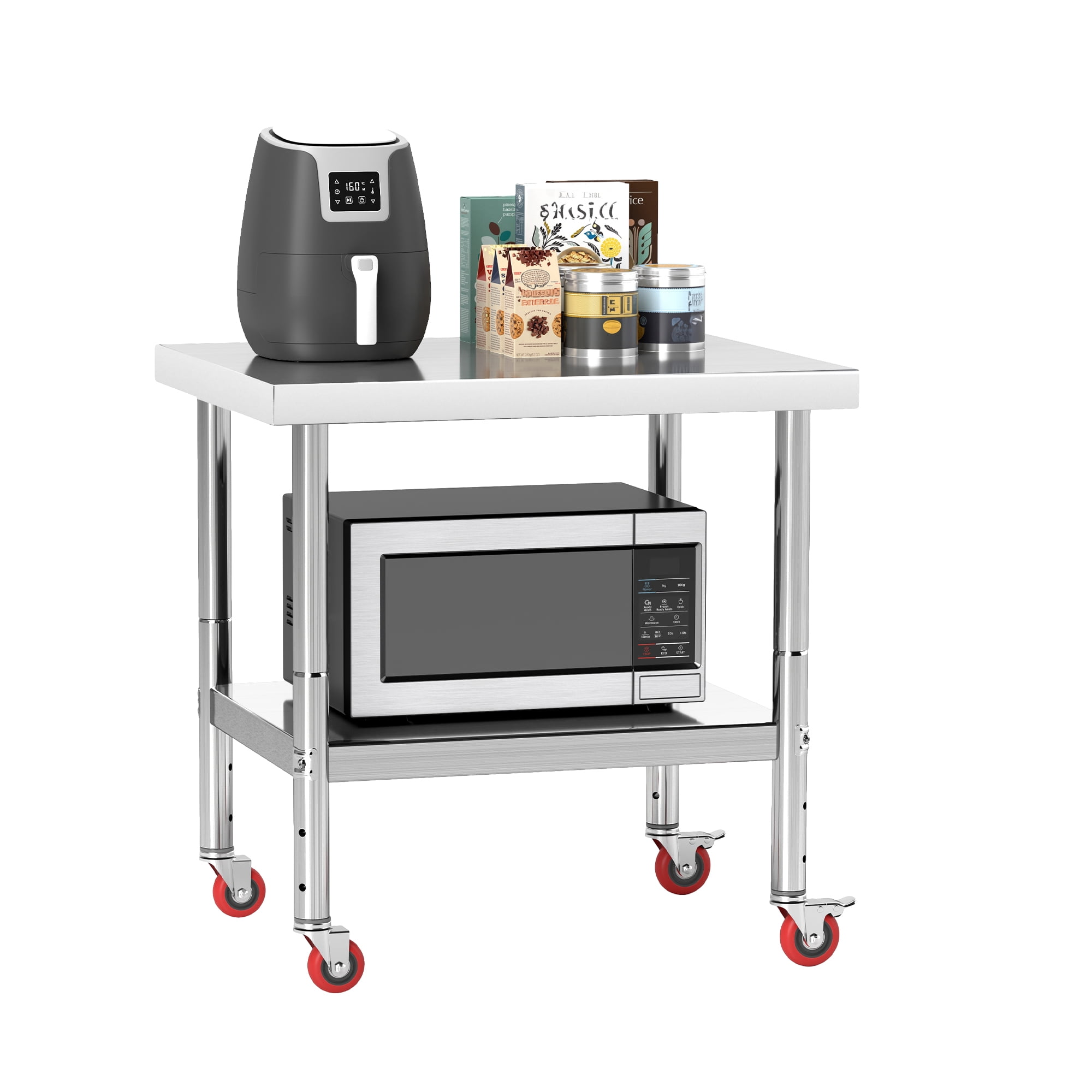 Uforic 30" x 24" Stainless Steel Work Table with Wheels for Home, Kitchen, Restaurant, Garage, Warehouse, and Outdoor Use
