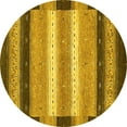 thumbnail image 1 of Ahgly Company Machine Washable Indoor Round Abstract Yellow Modern Area Rugs, 5' Round, 1 of 4