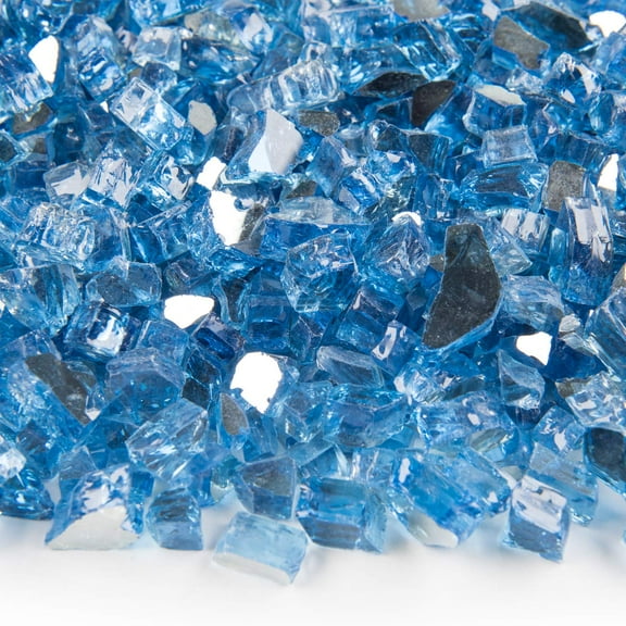 VIVID Heat Vibrant Luster 1/2" Pacific Ocean Blue Medium - (10 Pound Bag) Reflective Fire Glass for Fireplace and Fire Pit