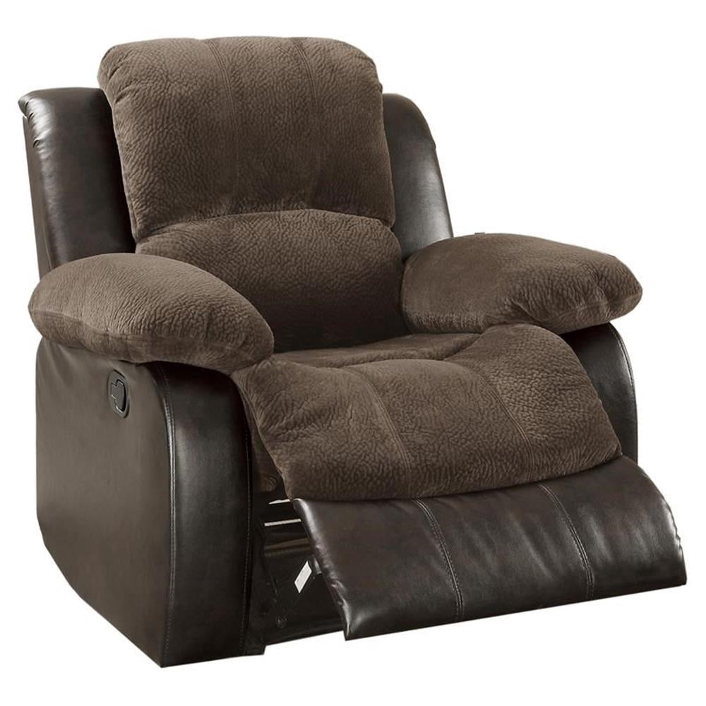 Pemberly Row Traditional Microfiber Reclining Chair in Chocolate