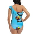 thumbnail image 5 of Pofeuu Elephant Trunk Couple Flowers Print Women's One Piece Swimsuits One Shoulder Swimwear Asymmetric Ruffle Monokinis Bathing Suits-Small, 5 of 6