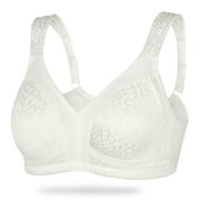 Exerin Women's Full Coverage Plus Size Comfort Double Support Unpadded Wirefree Minimizer Bra(White,44C)