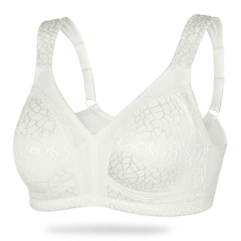 Exclare Women's Full Coverage Plus Size Comfort Double Support Unpadded  Wirefree Minimizer Bra(White,34DDD)