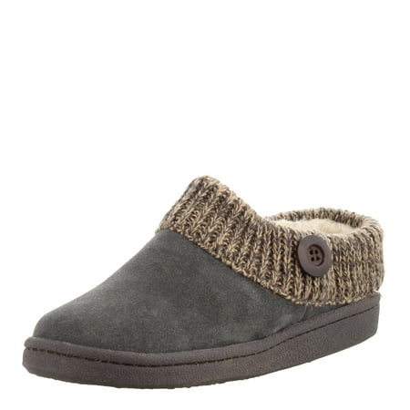 

Clarks Slipper Suede Leather Knitted Collar Clog Slippers Plush Faux Fur Lining (Premium Suede Grey 6)