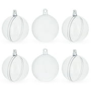 Set of 6 Mini Clear Plastic Ball Ornaments 1.92 Inches (49 mm)