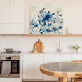 thumbnail image 6 of Blue Ombre Floral Wall Art Painting on Canvas, Spring Elegant Flowers Beige Rustic Canvas Art Home Prints Wall Art Framed Modern Artwork for Living Room Bedroom Wall Decor 8x8in, 6 of 9