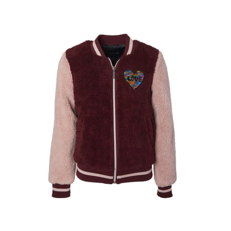 Limited Too Colorblock fuzzy fur bomber jacket (big girls)