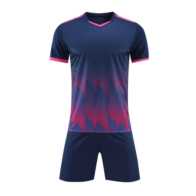 Zpanxa Boys Summer Outfits Kids Gradient Basketball Suit Set Training Kit Sweat Absorbing Side Pockets Sports Suit 5-6 Years