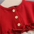 thumbnail image 5 of Baby Girls Tulle Dresses Long Sleeve Button Up Embroidered Cotton Dress Ruffle Hem Cute Sweet Toddler Fall Clothes Red 0 Months, 5 of 7