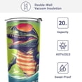 thumbnail image 4 of SKYSONIC Dinosaur Tumbler Stainless Steel Double Wall Vacuum Reusable Insulated Mug with Straw and Built-in Coaste for Cold and Hot Beverages, 12oz, 4 of 7