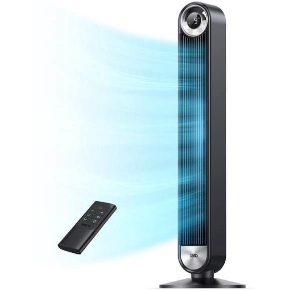 Dreo Ventilador de torre para dormitorio, ventilador de piso ultrasilencioso DC de 9 velocidades actualizado, ventiladores oscilantes de 90° para interiores con velocidad de 26 pies/s, temporizador de