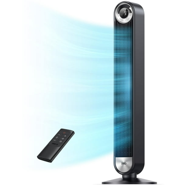 Dreo Ventilador de torre para dormitorio, ventilador de piso ultrasilencioso DC de 9 velocidades actualizado, ventiladores oscilantes de 90° para interiores con velocidad de 26 pies/s, temporizador de