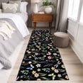 thumbnail image 4 of Spring Floral 2'x6' Runner Rugs for Hallway Kitchen Bedside Non Slip Washable, Elegant Pastoral Flowers Dragonfly Black Entryway Rug Runners with Rubber Backing, Long Carpet Runner for Laundry Room, 4 of 8