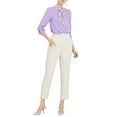 thumbnail image 2 of INSPIRE CHIC Women's Tie Neck Button Down Work Long Sleeves Blouse Shirts S Light Purple, 2 of 7