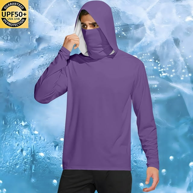 Tidyack,Solid Color Summer Top, Breathable Long Sleeve, Lightweight Mask Hoodie, For Outdoor Activities, UV Protection, Cotton Blend, Travel Wear, Daily Use, Fashionable Casual Blouse