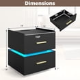 thumbnail image 3 of Costway 2 PCS Nightstand with Charging Station,LED Bedside Table with 2 Storage Drawers,Black, 3 of 9