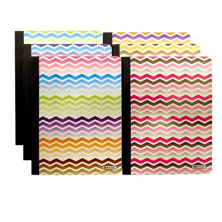 Chevron Office Supplies Set of 6 Chevron Composition Notebooks (100 Page, College Ruled, Non-Punched, 9.75