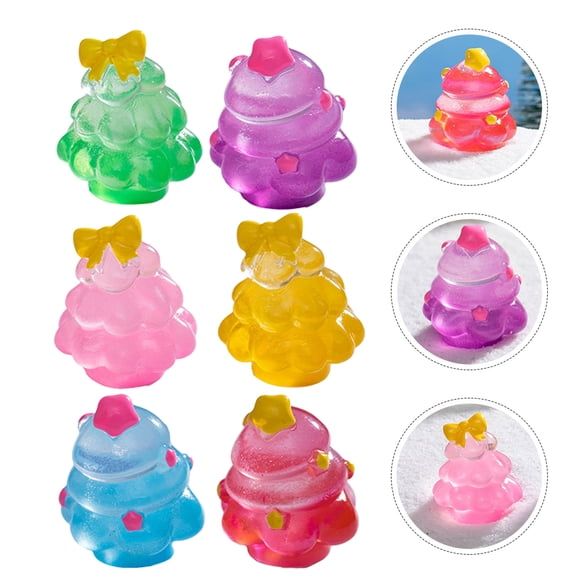 HONMEET 6-Piece Assorted Color Mini Trees Glow in the Dark Decorative Figurines for Tabletop Home and Office Decor