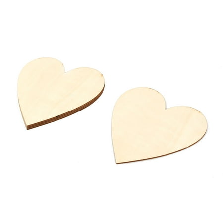 Unique Bargains Home Wooden Love Heart Shaped Wedding DIY Craft Decor Beige 150mm x 150mm 5 Pcs