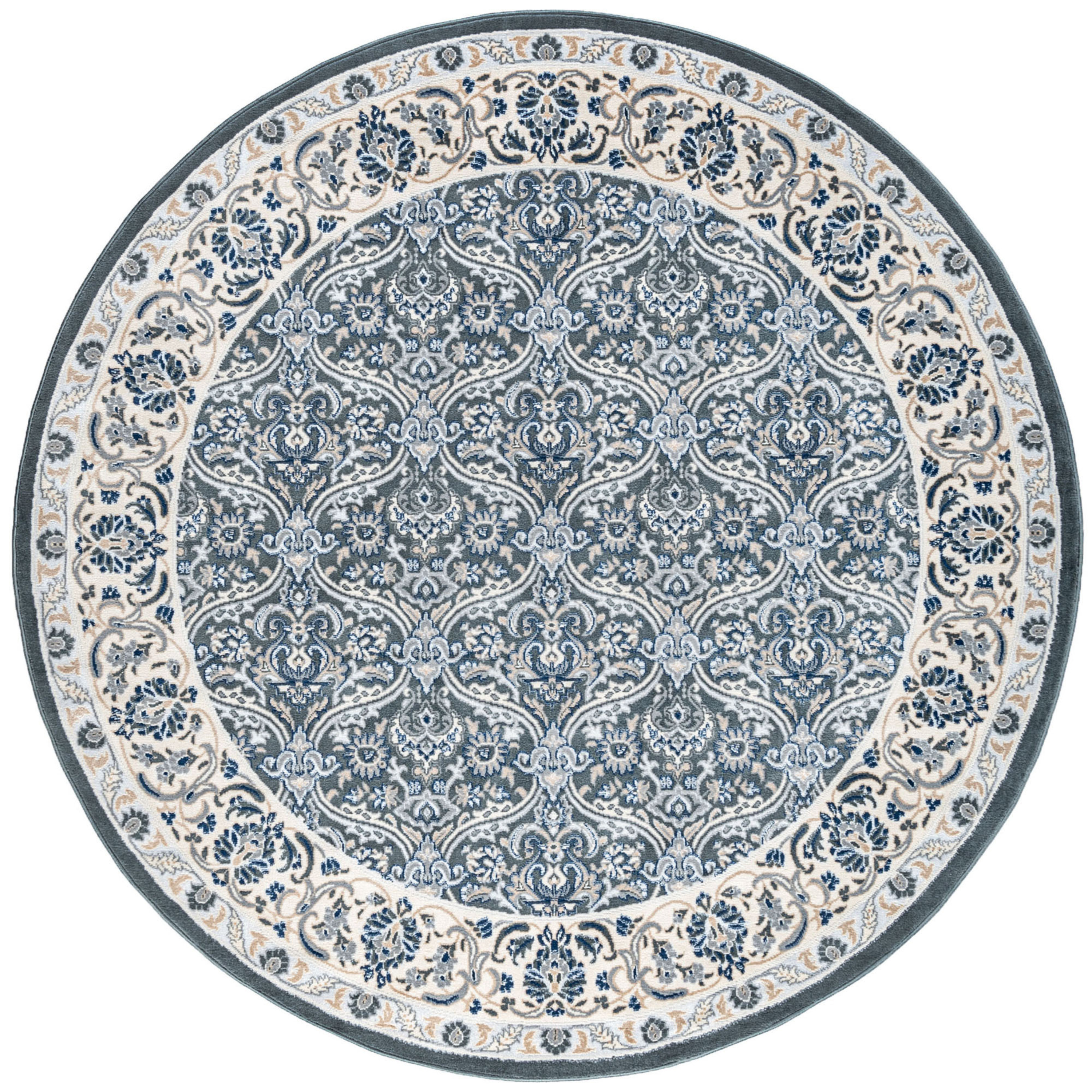 Madison Traditional 5' Round Dark Gray Polypropylene Indoor Area Rug