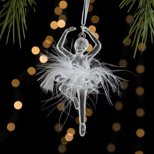 Adorno colgante navideño de plástico brillante | Pequeño adorno navideño blanco para hacer tú mismo, 10 x 12 cm, ligero, para colgar en el árbol | Decoración navideña para ventana y chimenea