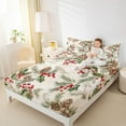 thumbnail image 4 of Manfei Christmas Poinsettia Child Twin Sheet Sets, Vintage Winter Leaf Plant Twin Fitted Sheet, Xmas Tree Flat Sheet, Ultra Soft Bedroom Decor, 3-Piece, 4 of 7