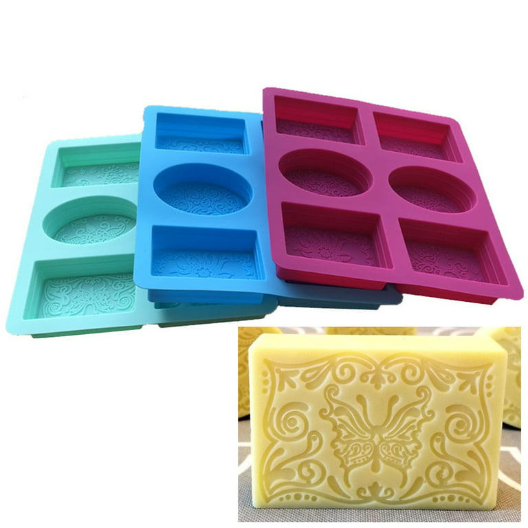 6 Cavity Oval 3D Silicone Soap Mold for DIY Handmade Soap Making