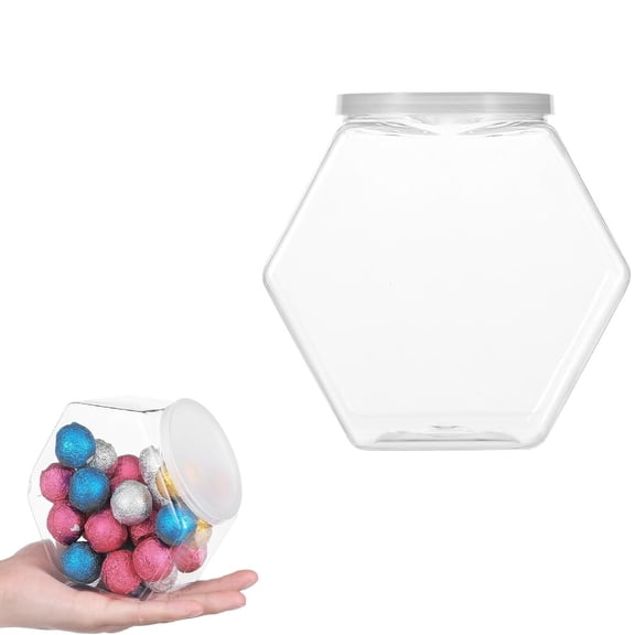 1 Pack Plastic Candy Jar with Lid,TGY 29 Oz Clear Cookie Jars for Kitchen Counter,Hexagon Cookie Jars with Lids,Clear Candy Containers for Snacks, Candy, Cookie, Dog Treats, Coffee Pod