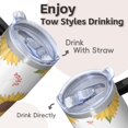thumbnail image 4 of Sunflower 20oz Stainless Steel Tumbler with Handle and Straw – Insulated Travel Cup with Sliding Lid, 360° Full Wrap Printed Mug for Home, Outdoor & Sports Use, Foral, 4 of 6