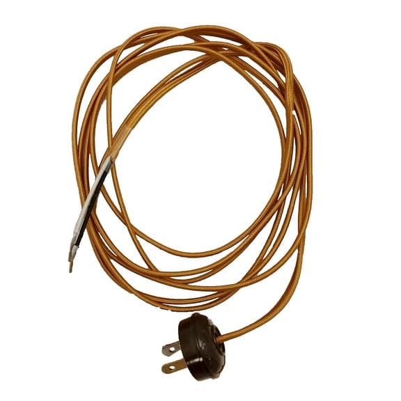 B&P Lamp® Gold Rayon Cord With Acorn Plug Set ~10 Ft.