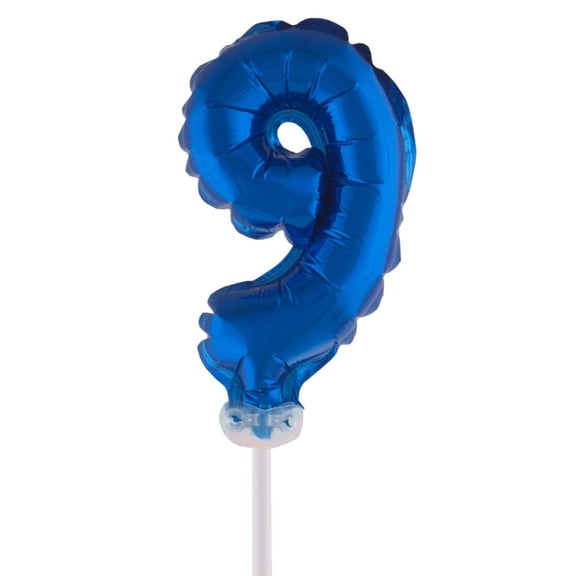 Balloon-Foil-Cake Topper-Number 9-5"-Blue