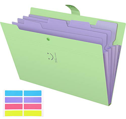 Blue SKYDUE Expanding File Folders 5 Pockets File Folder with Snap Closure A4 and Letter Size Accordion Document Paper Organizer for Home School Office 